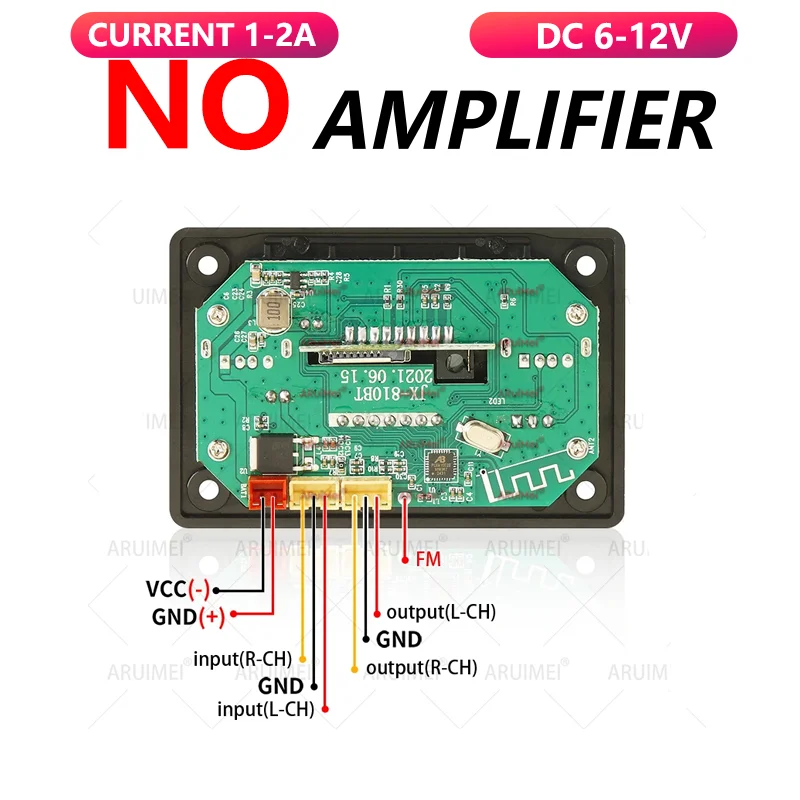 Bluetooth 5.0 DC 12V MP3 Decoder Board Wireless Car MP3 Player USB Handsfree Microphone Recording TF FM Radio Power Off Memory