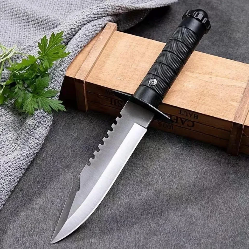 Stainless Steel Knife Steel Tactical Straight Knife Jungle Camping Self-defense Straight Knife Handle Hunting Knife