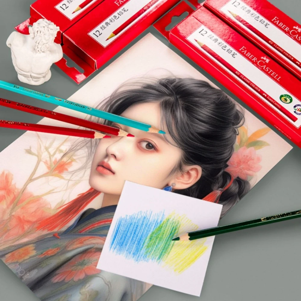Professional Oil-Based Colored Pencils Black White Red Art Layering Blending Drawing Sketching Wooden Handle Pencil Art Supplies