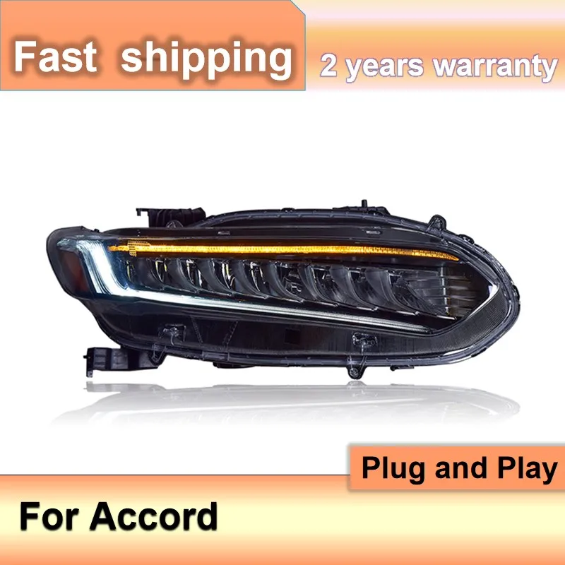 Car Accessories for Honda Accord Head Lamp 2018-2021 Accord Headlights DRL Turn Signal High Beam Projector Lens