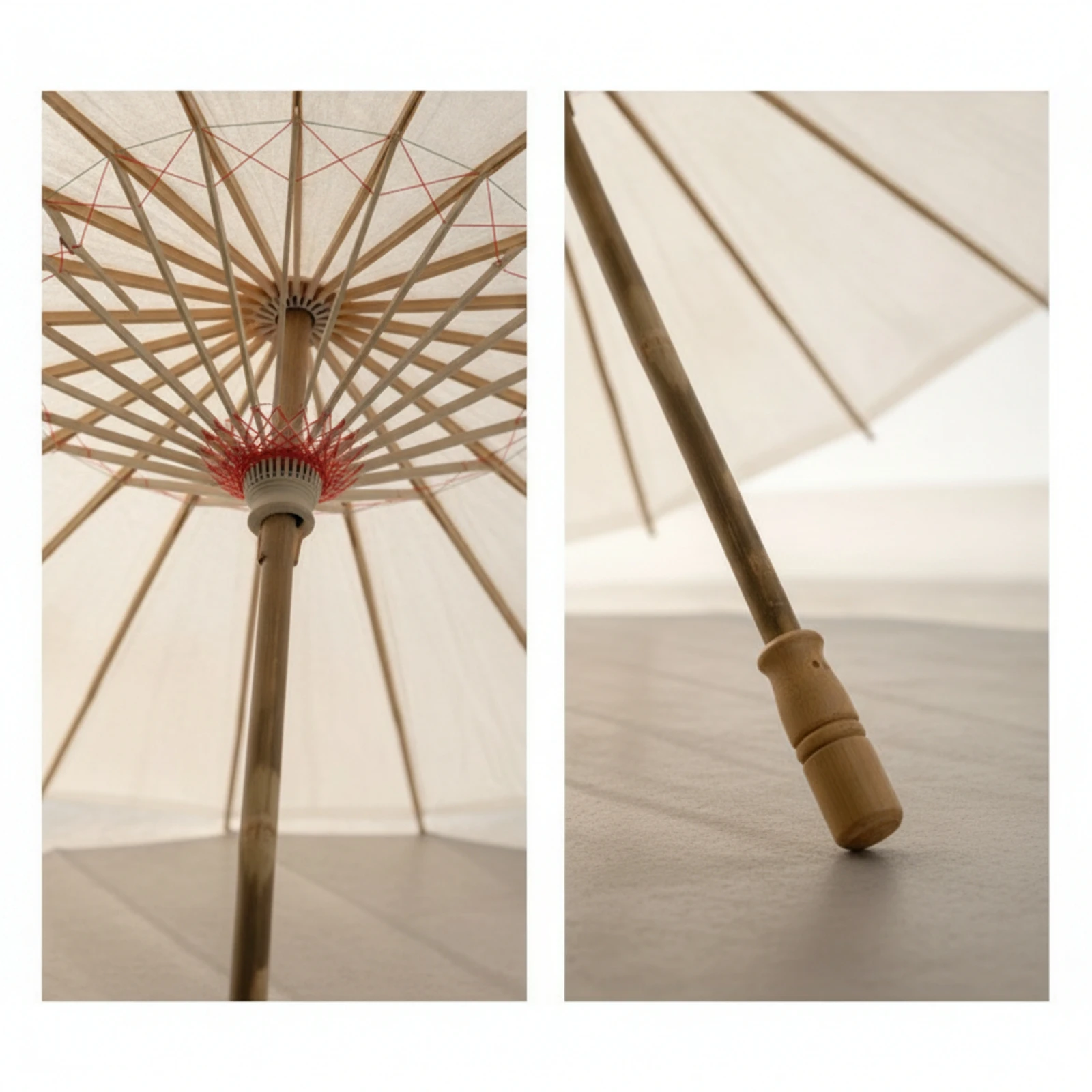 Paper Umbrella with Bamboo Frame Folding Blank Paper Umbrella Bamboo Sunshade Paintable Customizable for Artists