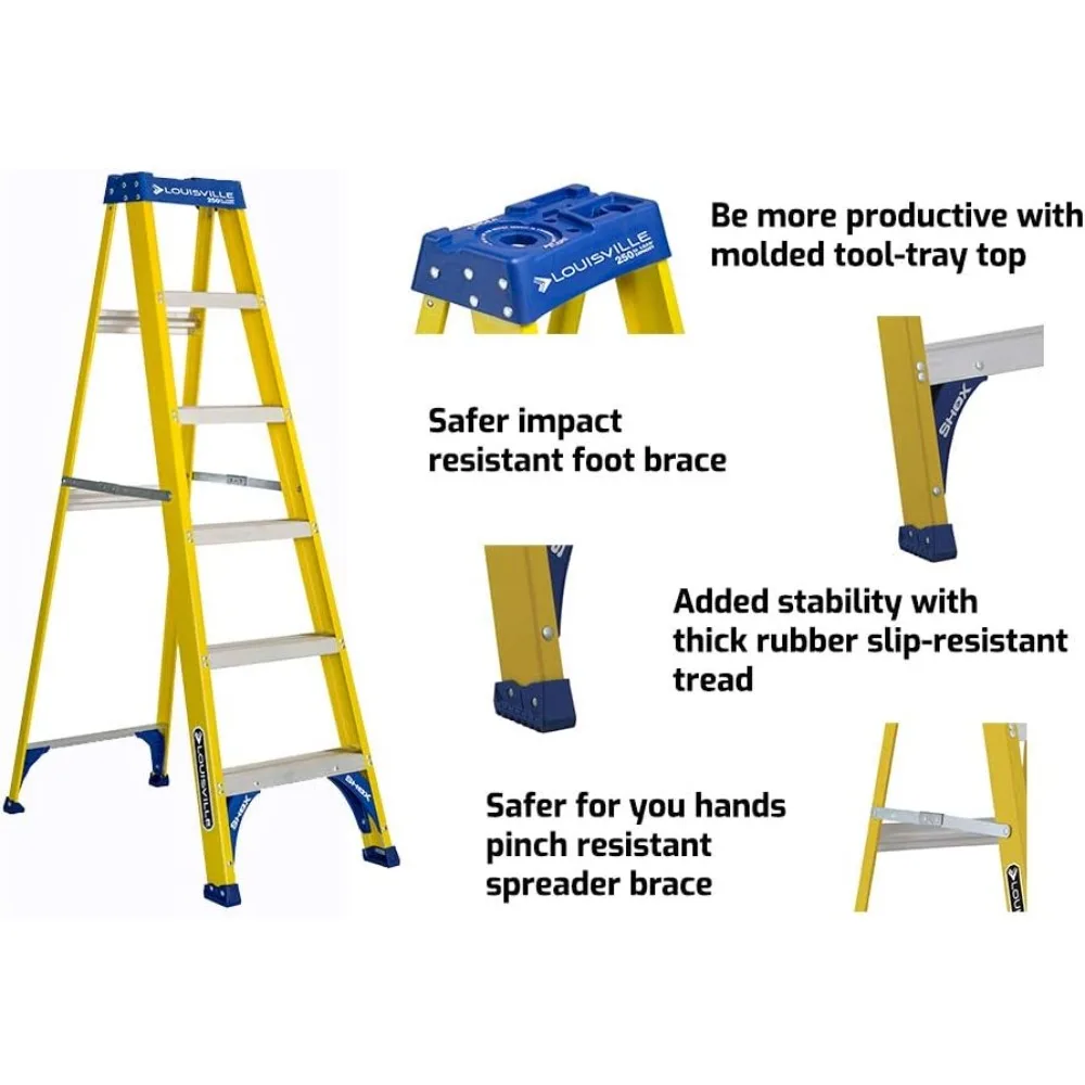 グラスファイバー製ステップラダー 耐荷重250ポンド 4フィート グラスファイバー製ラダー 重作業用