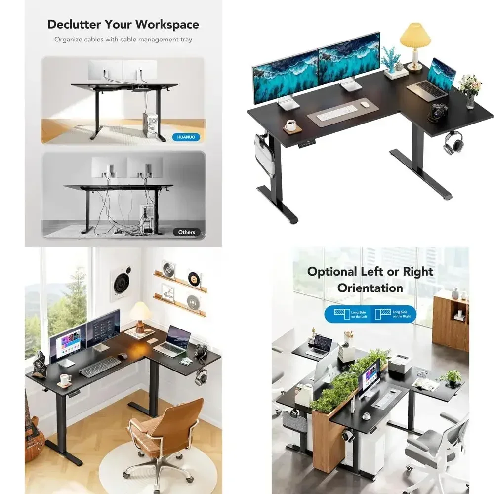 

Бестселлер: L-образный электрический стол с двумя моторами, 63 x 40 дюймов, угловой, регулируемый по высоте, с лотком для кабелей и 3 дополнительными модулями.