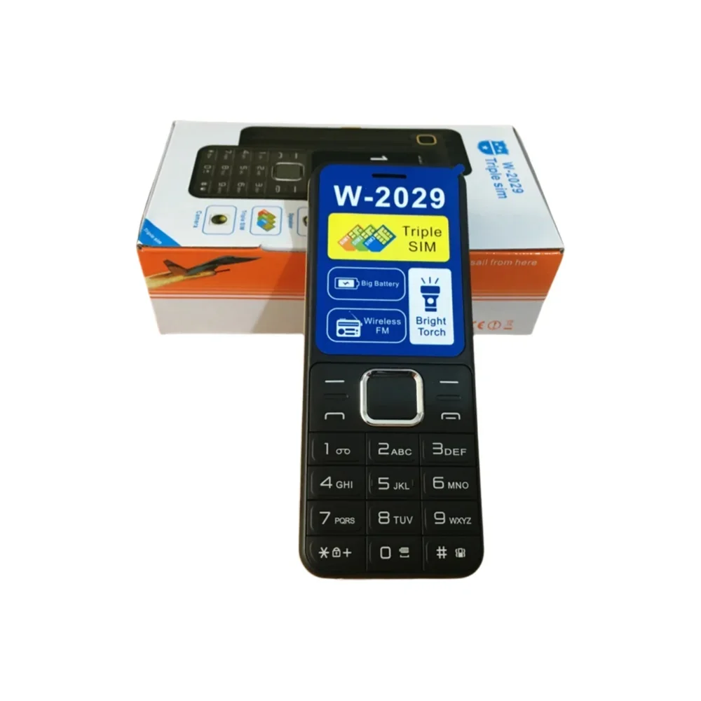 1.8 Inch 3SIM Push Button Mobile Phone with Bluetooth Flashlight MP3 MP4 Wireless FM Radio Camera Vibration - BigHorn CellPhone