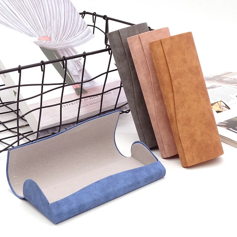 

2pc New Fashion Glasses Case Myopia Sun Eye Box Men and Women Anti-pressure Mirror Case Leather Optical Lens Case