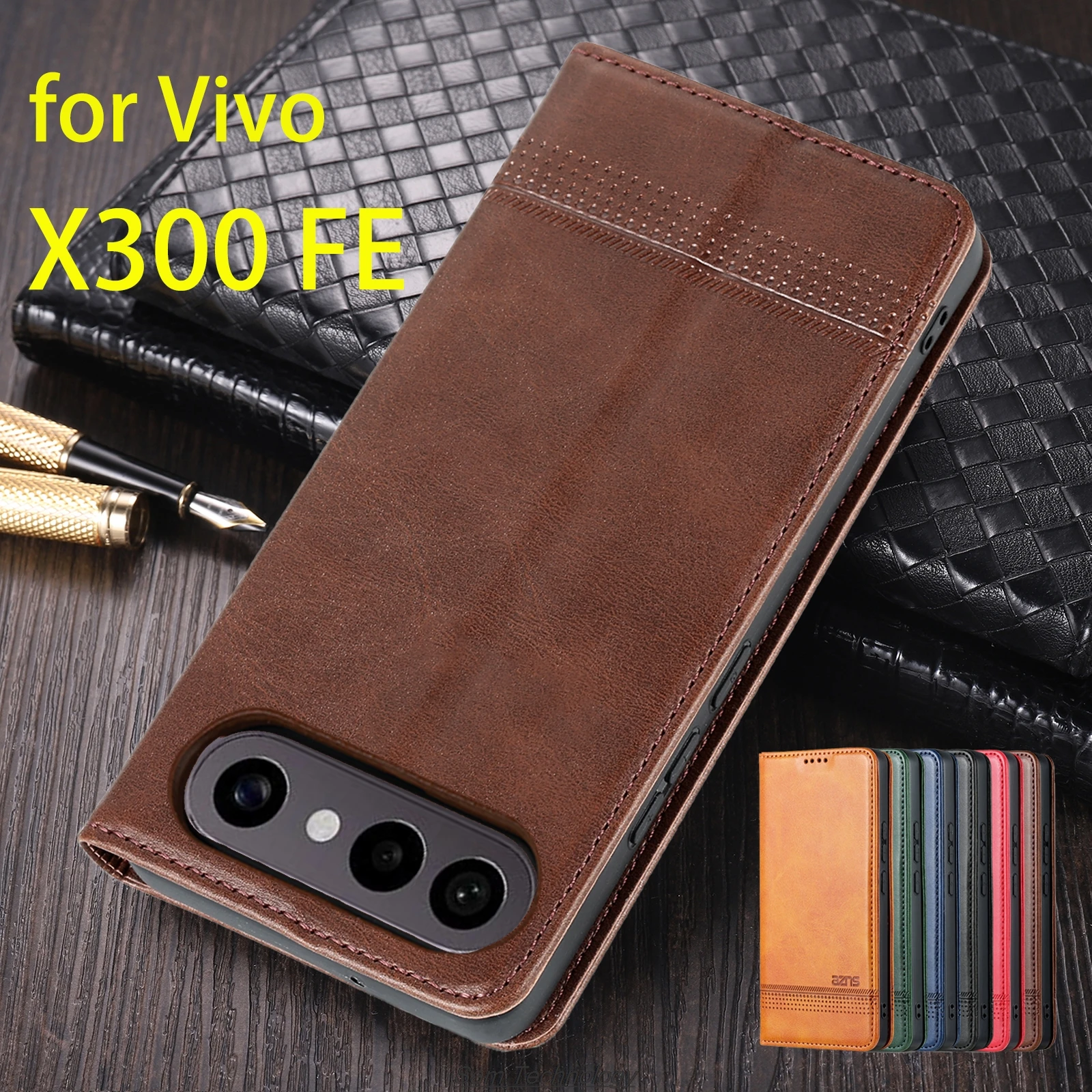 

Deluxe Magnetic Adsorption Leather Fitted Case for Vivo X300 FE 6.31" Flip Cover Protective Case Capa Fundas Coque