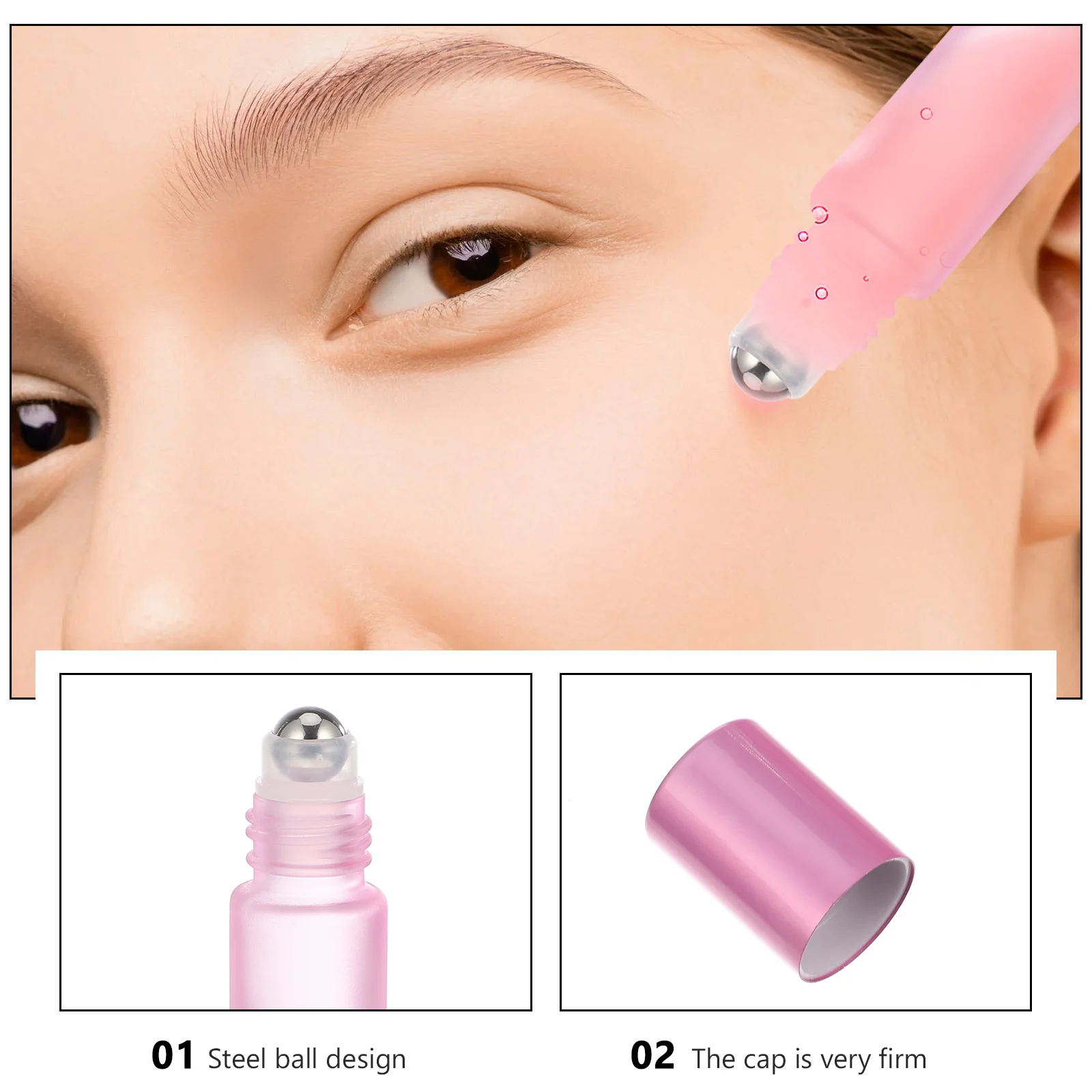 6 szt. Kolorowe butelki z rolką na olejki eteryczne, szklane pojemniki podróżne, do wielokrotnego napełniania, butelki do rozdzielania, rolki do masażu