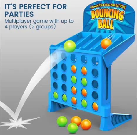 Bouncing Ball Connect 4 Party Game Multiplayer 4-Player Interactive Board Game Family Gathering Fun Toy