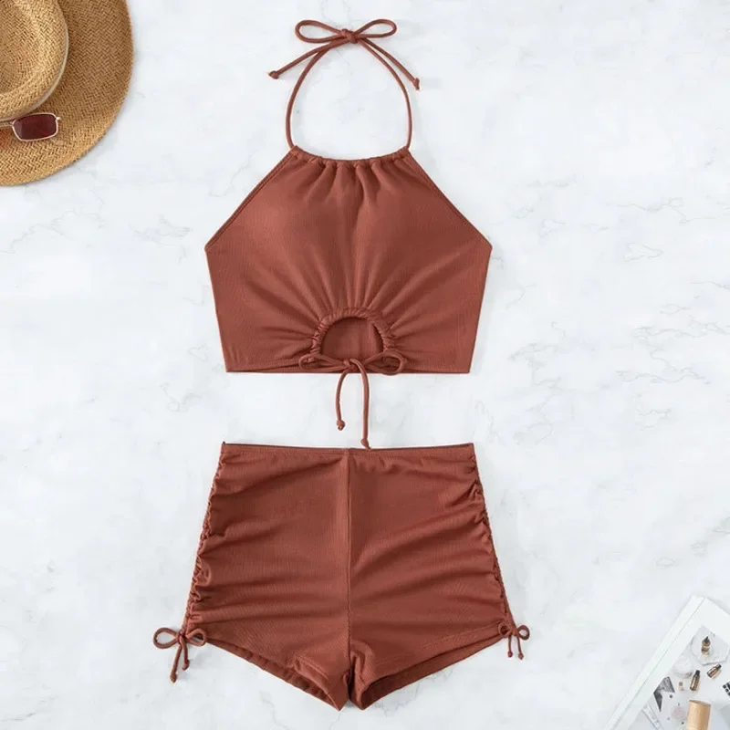 2025 Summer Black Swimsuits Tankini Sets Female Swimwear Sports Beach Wear Two-Piece Bathing Suits Pool Women's Swimming Suits