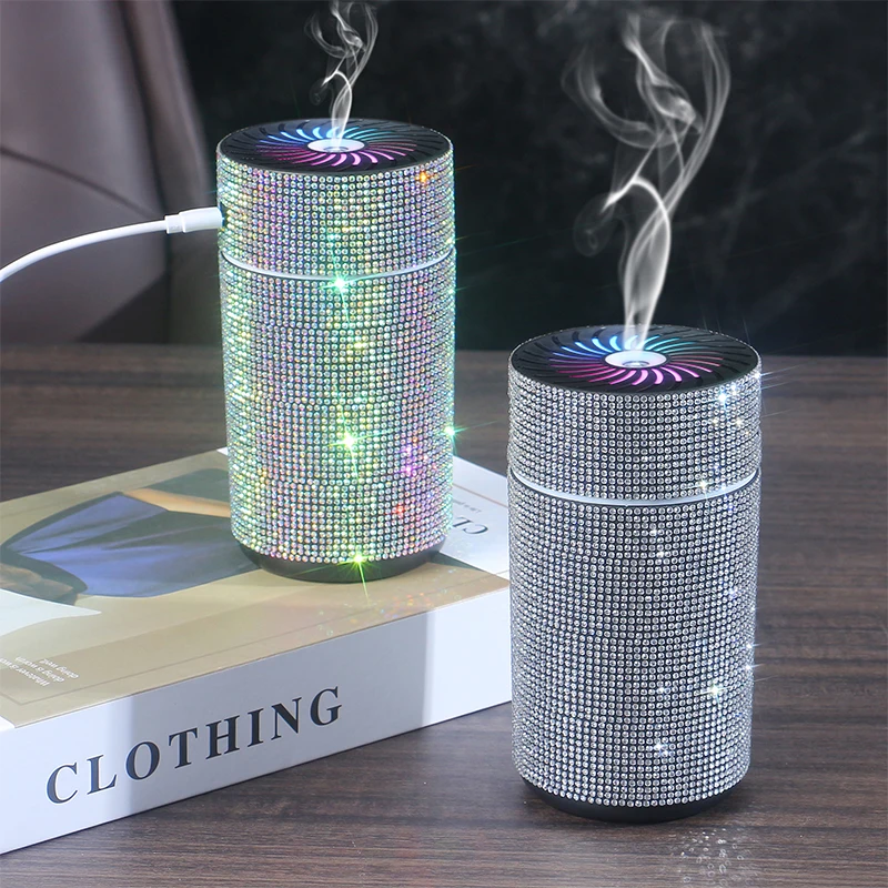 

Luxury Shiny Car Diffuser Humidifier with LED Light Diamond Auto Air Purifier Diffuser Air Freshener Bling Car Accessories