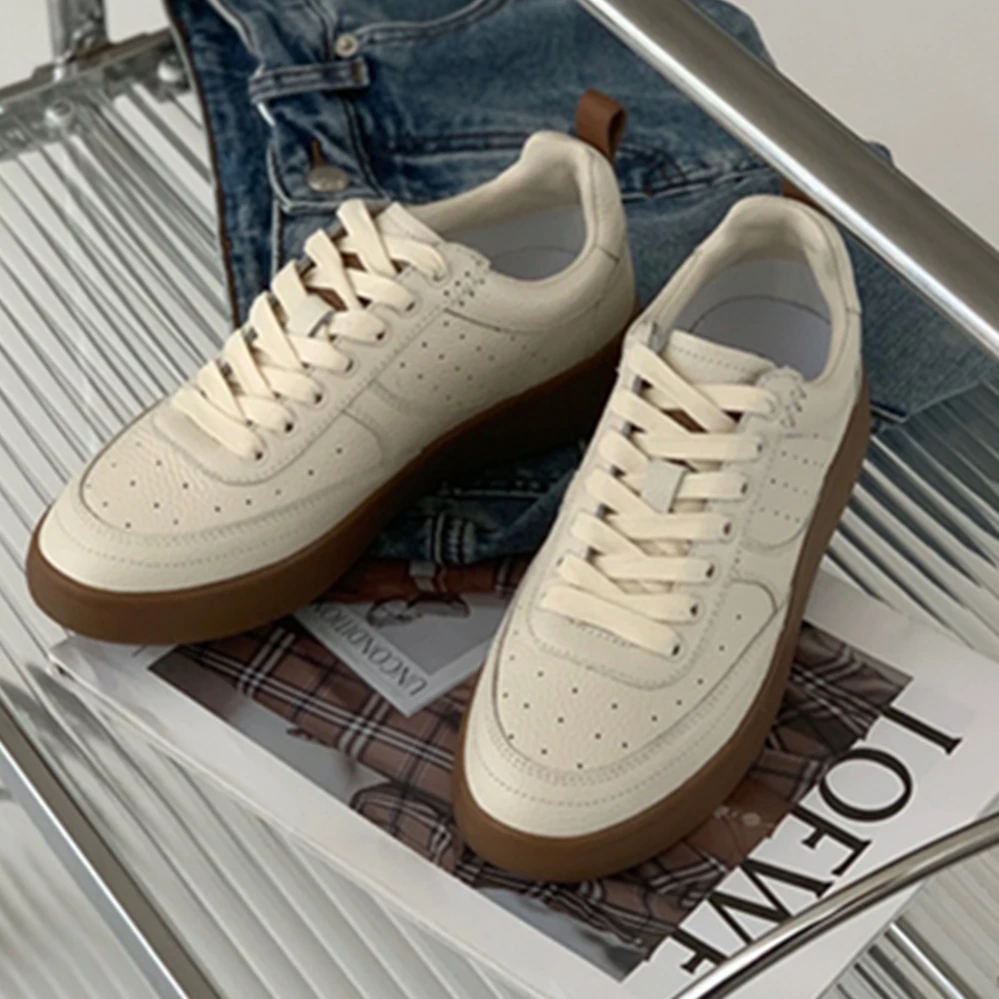 Maxdutti German Training Shoes Fashion Ladies Commuter Casual Sneakers Genuine Leather Breathable Retro Sneaker Shoes Women