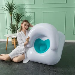 New Love Flocking PVC Inflatable Sofa, Leisure Single Chair, Backrest Fresh Reclining Chair, Lazy Sofa, Portable Seat