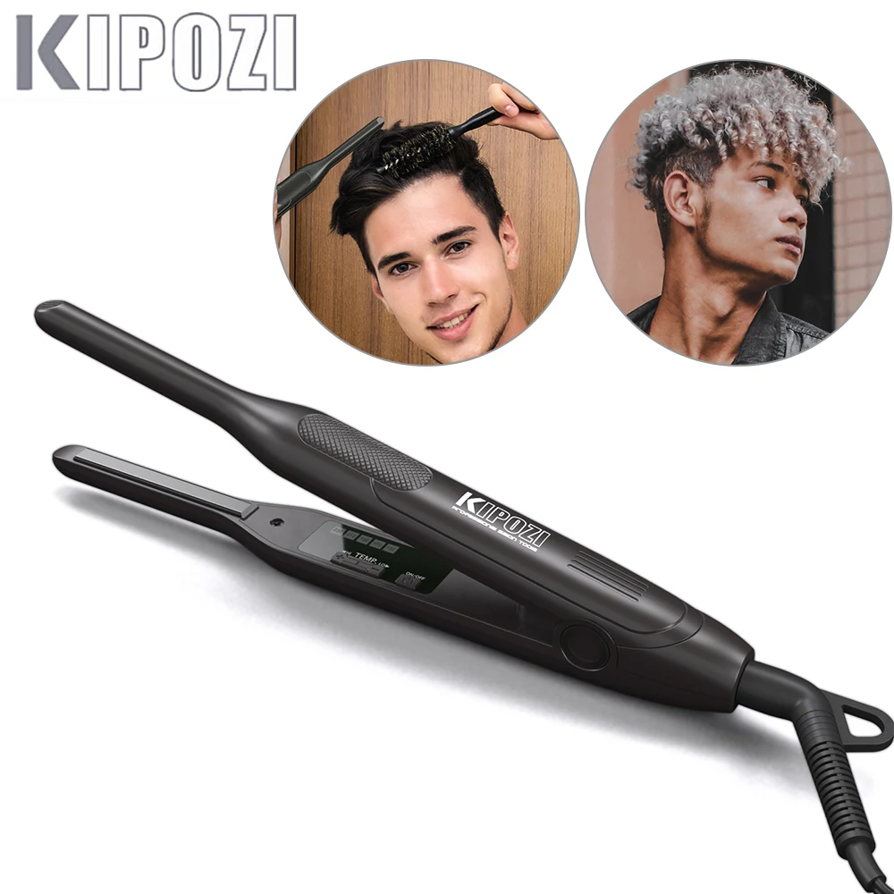 KIPOZI Titanium Small Hair Straightener Short Hair Pixue Cut Titanium Dual Voltage Flat Hair Iron Thin Pencil Beard Straightener