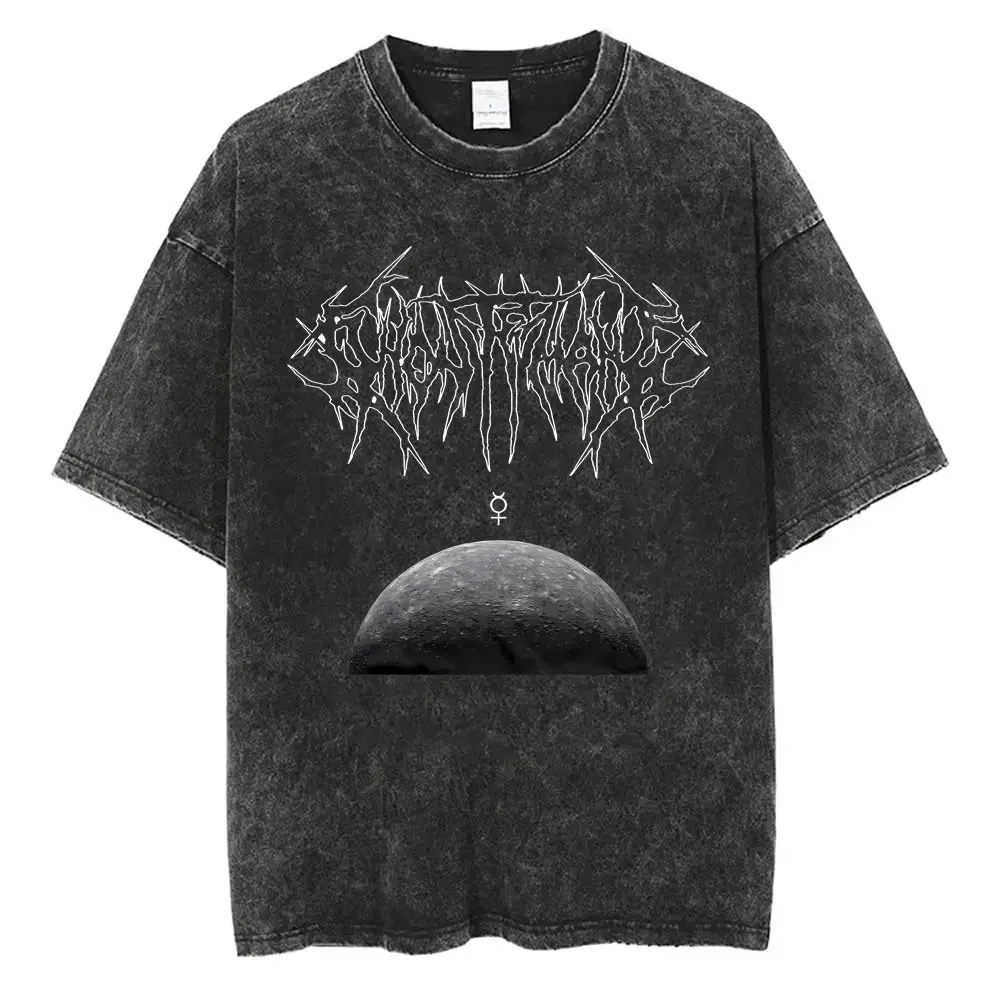 

Washed Vintage Hip Hop Rap Rock Trap Metal Ghostemane Mercury Retrograde Album Print Tshirt Men Women Gothic Oversized T-shirt