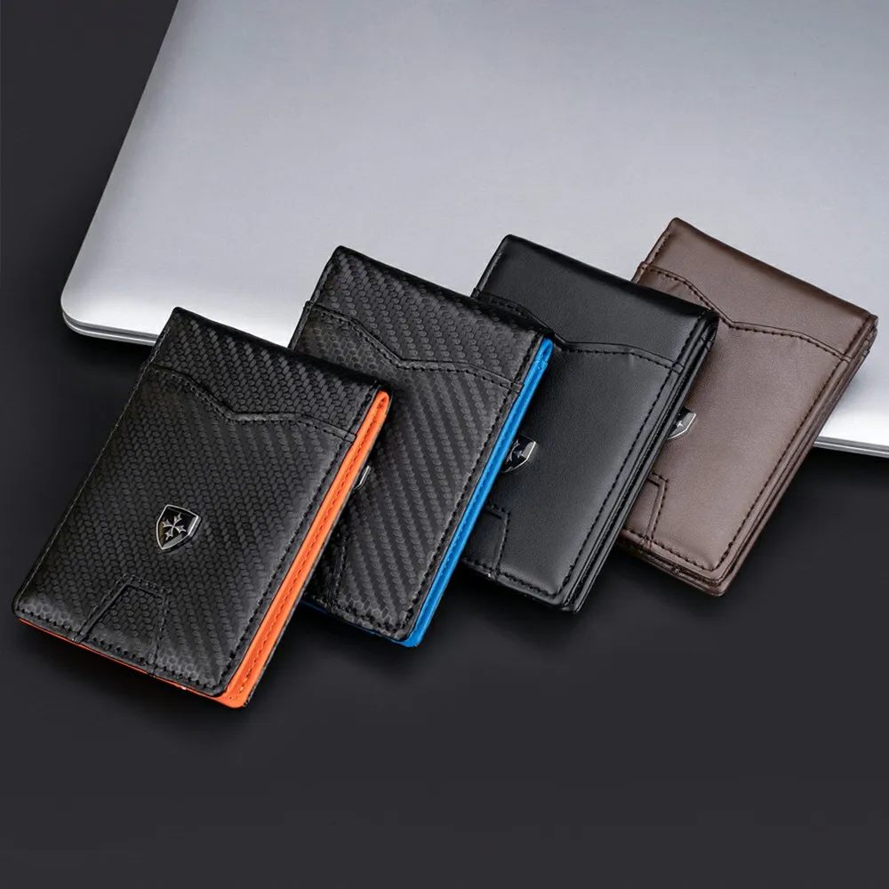 1Pc Men's Anti-Degaussing Bi-Fold Wallet, Ultra-Thin Pu Leather Short Wallet, 6 Card Slots + Id Window + Large Bill Compartment, Anti-Theft Business Casual Men's Wallet