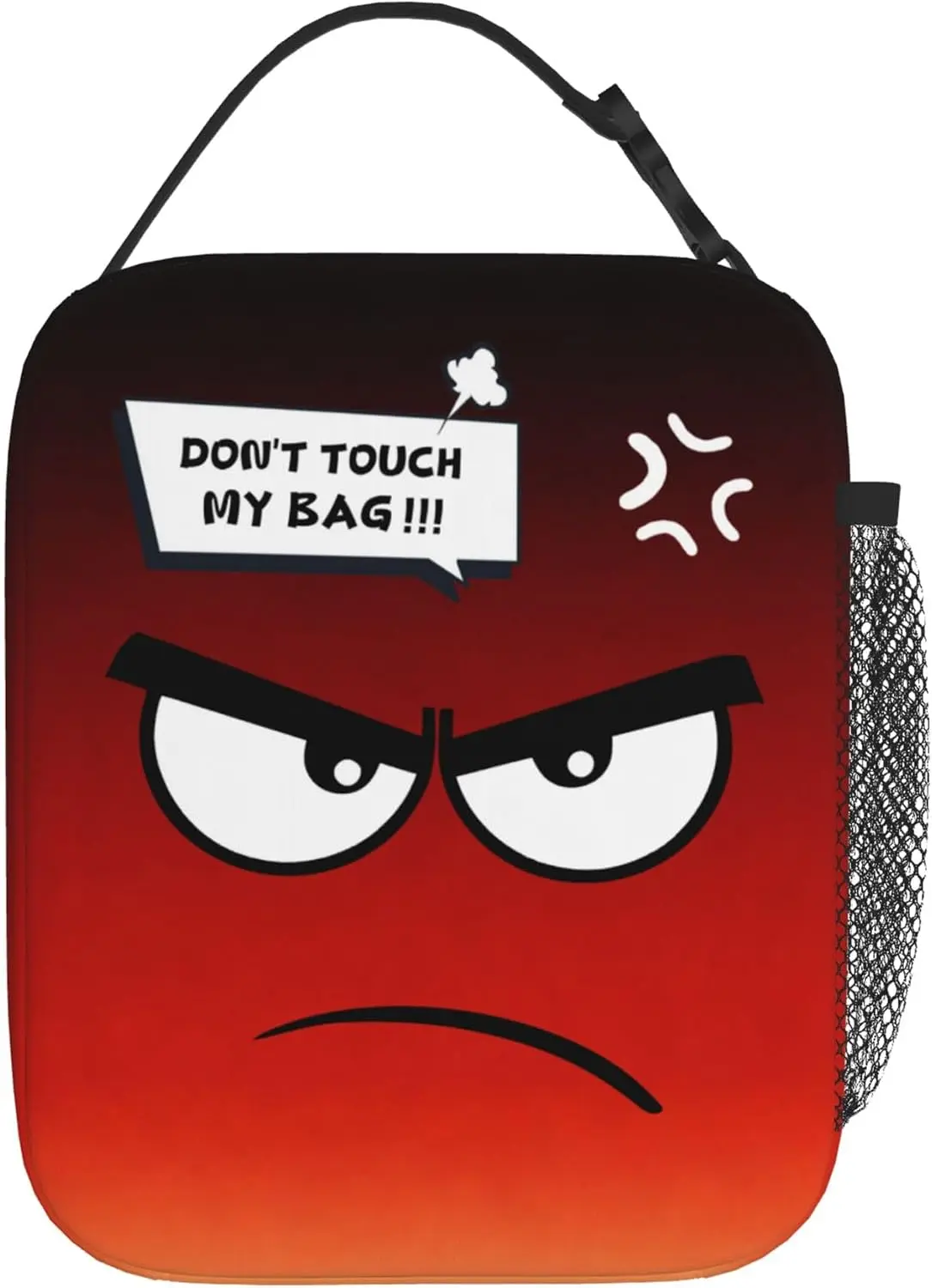 Don't Touch My Bag Novelty Insulated Lunch Bags Reusable Leakproof Thermal Cooler Tote with Side Mesh Pocket Funny Lunch Box
