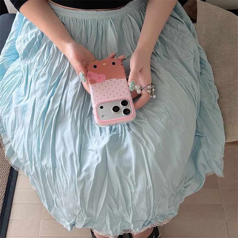 Cute Pink 3D Bow Cat Phone Case For iPhone 17 16 15 Pro Max Shockproof Cover Kawaii Cartoon Anti Fall Protective Coque Gift