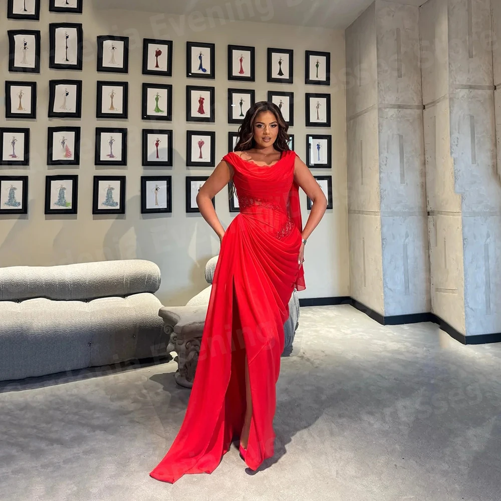 

Великолепные женские вечерние платья русалки без рукавов, платья для выпускного вечера по индивидуальному заказу, сексуальные плиссированные платья с разрезом по бокам, Vestidos Para Mujer Elegantes