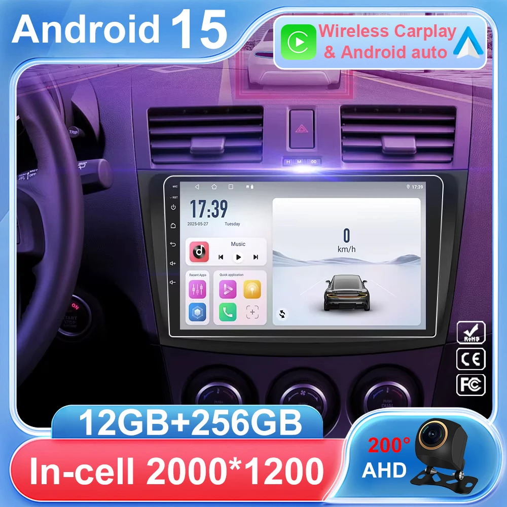 

Android 15 Car Radio For Mazda 3 2010-2013 Car stereo GPS host unit 2 Din Intelligent carplay system 2K QLED Screen 8 Core
