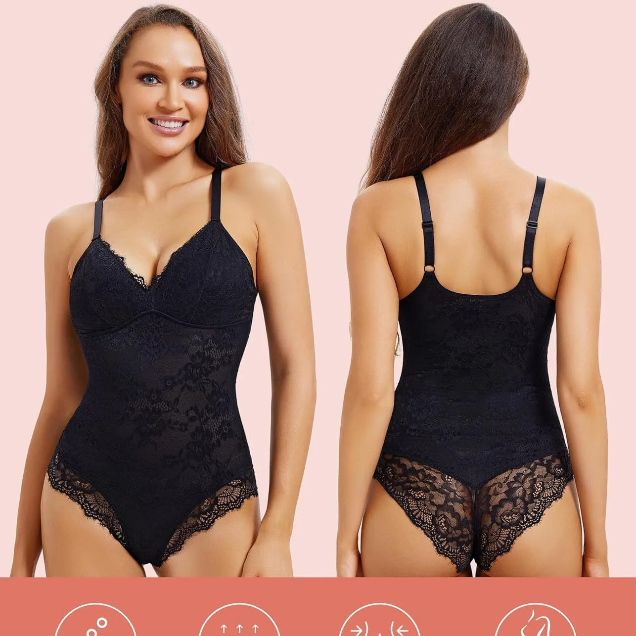 

Bodysuits Party Womens Athleisure Butt-Lifting Suspenders Bodycon Halter Waist-Trainer Padded Adjustable Asymmetrical Contouring