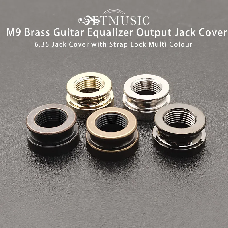 2PC M9 Brass Guitar Equalizer Output Jack Cover Pickup 6.35 Jack Cover with Strap Lock Multi Color