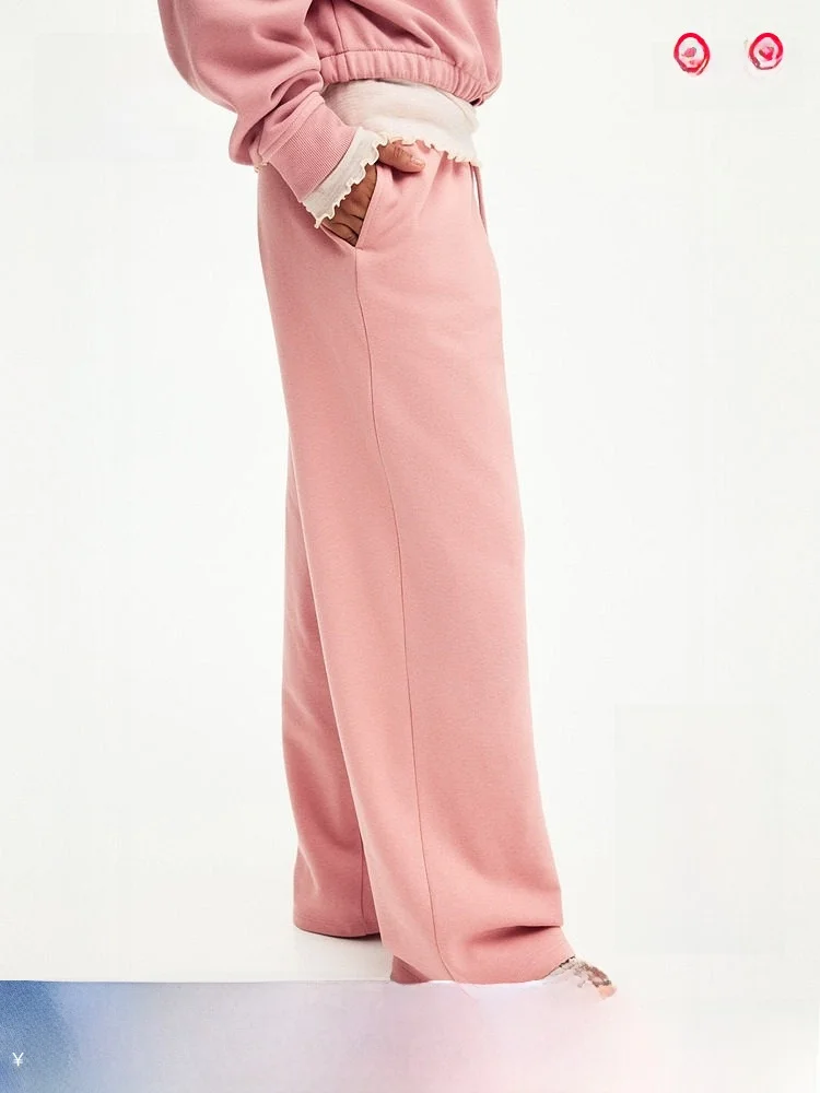 

Новые весенние женские брюки для бега с широкими штанинами, длинные брюки с высокой талией, смесь полиэстера и хлопка, удобный крой, H&M 99249