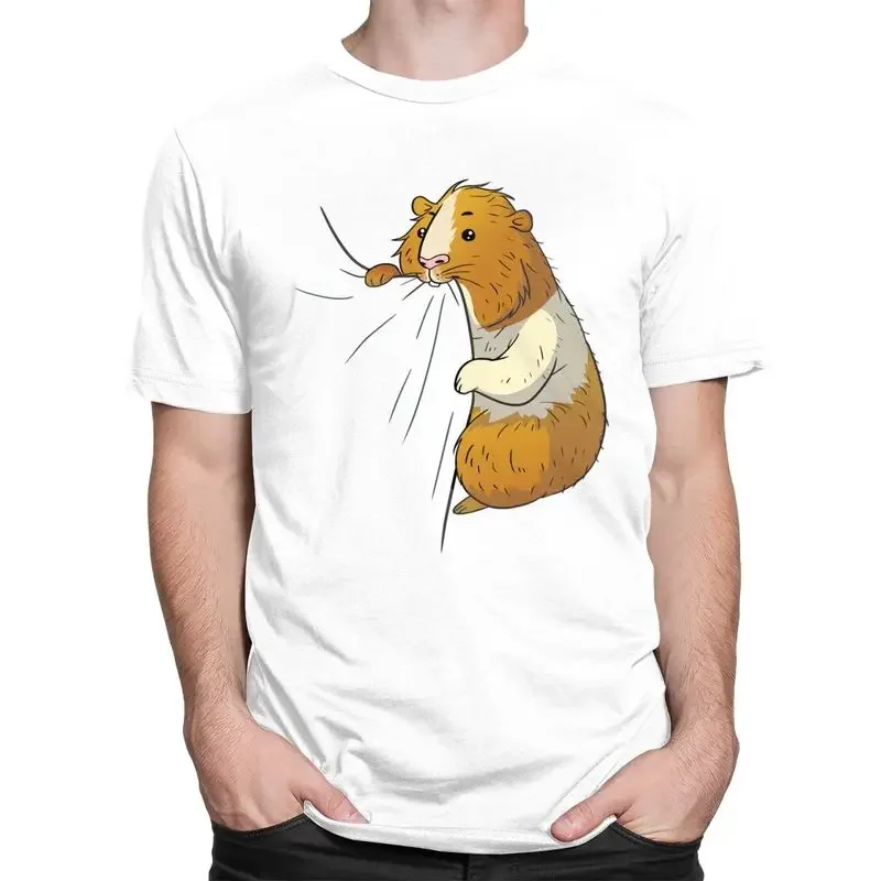 Cute Hungry Guinea Pig Nibbling Graphic Tee Soft Cotton Casual Short Sleeve T-Shirt for Pet Owners