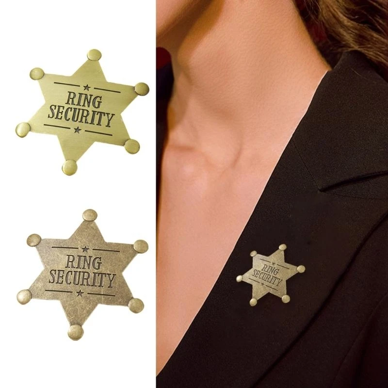 

R1WE Hexagonal Star Badge Rings Security Badge Rings Wedding Breastpin Bearer Badge Gift for Boys