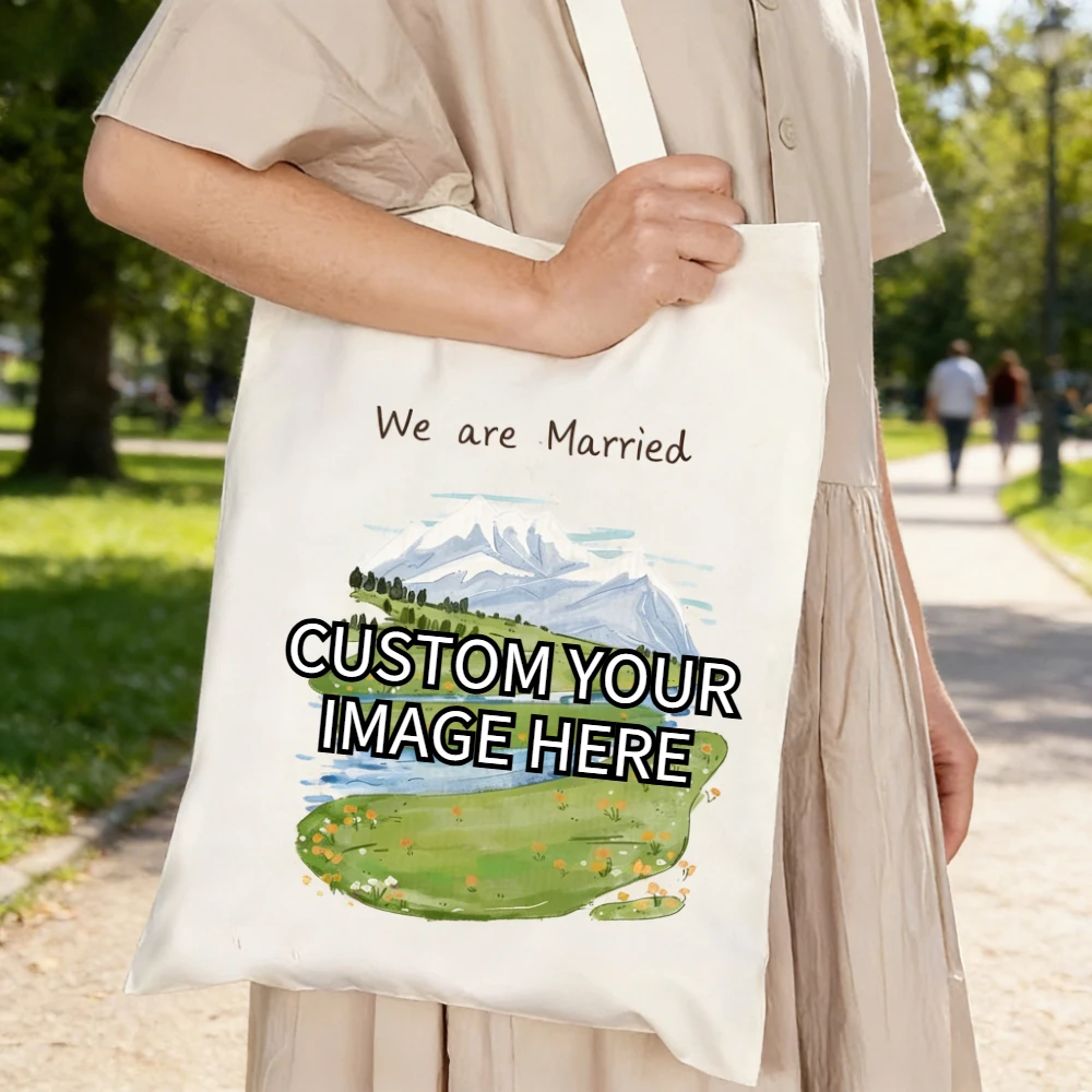 1pc Custom Printed Shoulder Bag, Single/Double-Sided Totes, Durable Reusable Canvas Bags for Video Totes & Outdoor Shopping
