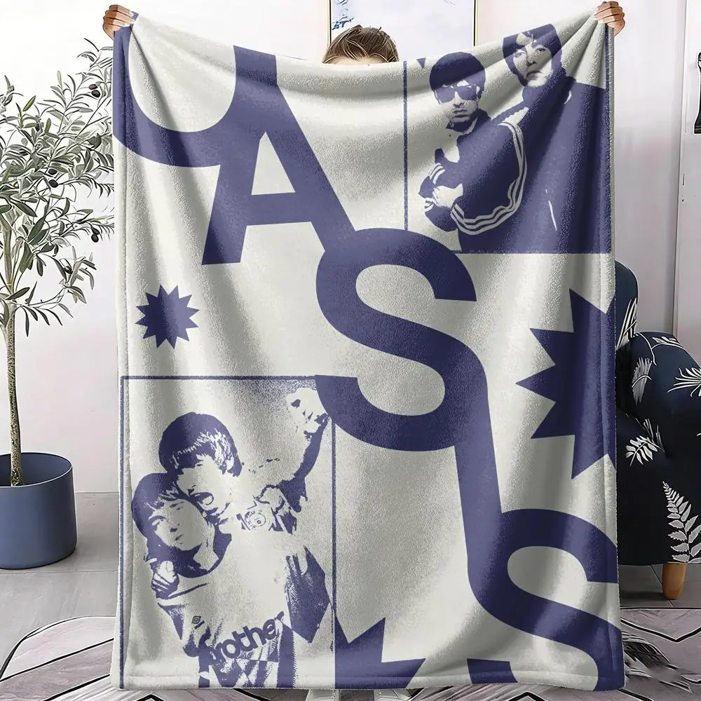 Classic Rock Band O-Oasis Throw Soft Flannel Throw Summer Blanket Lightweight Cozy Nap Blanket for Sofa Bed Travel