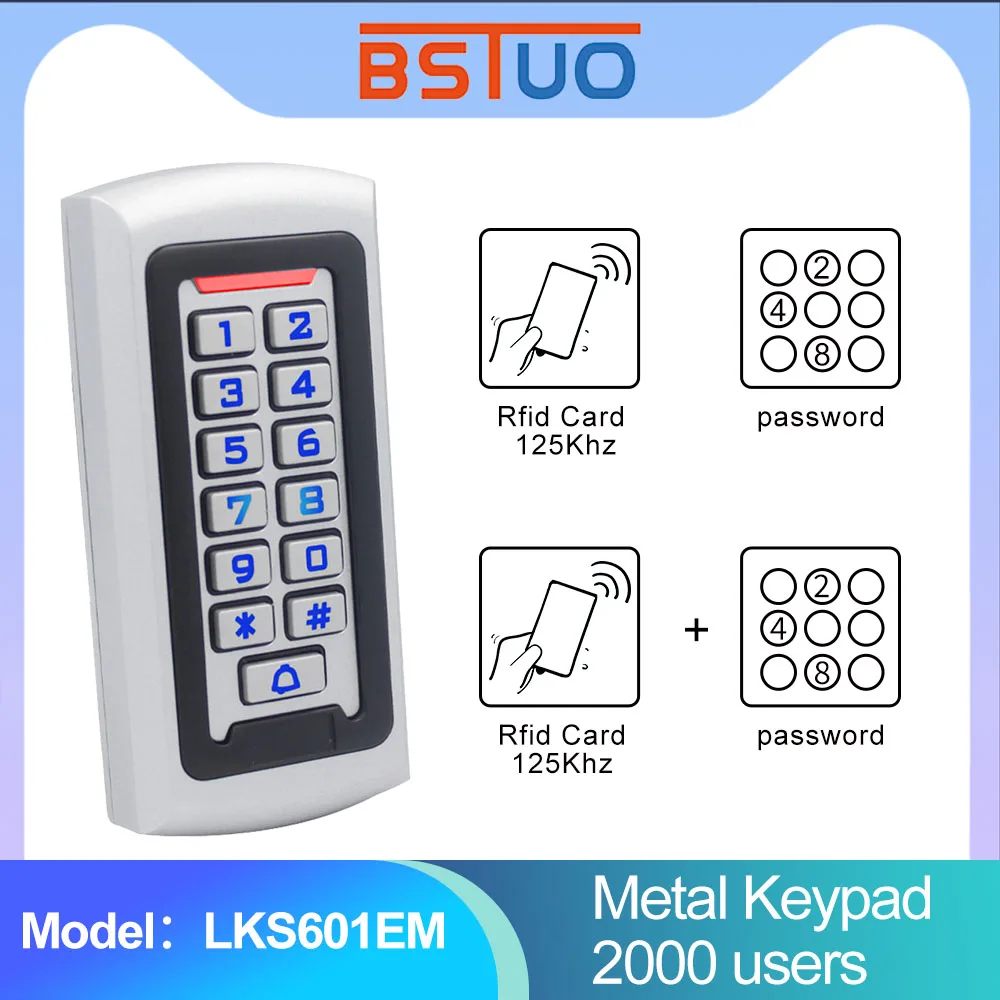 

NEW Metal RFID Access Control Keypad 12V DC Standalone 125KHz Access Controller WG26 Door Opener Entry System Electric ID Lock