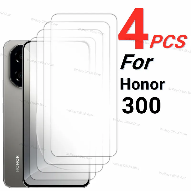 

Защитная пленка для экрана Honor 300, 2/4 шт., закаленное стекло для Honor 300, пленка с полным клеем, HD защитное стекло для телефона Honor 300