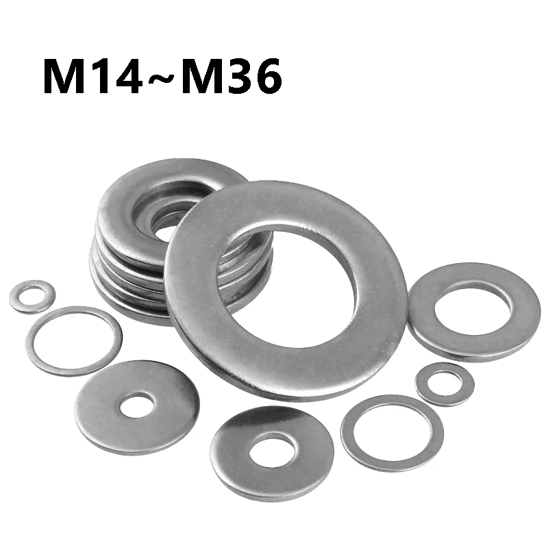 304 Stainless Steel Flat Washers M14 M16 M18 M20 M22 M24 M33 M36 Plain Metal Gasket for Heavy Machinery Construction