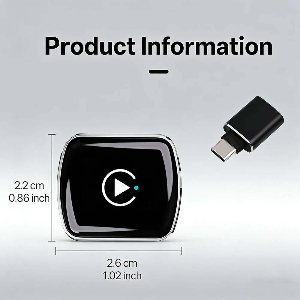 Wireless CarPlay Adapter 2026 Upgraded for iOS & Android Auto, Mini Size Wired to Wireless CarPlay, Plug & Play, CarPlay Adapter