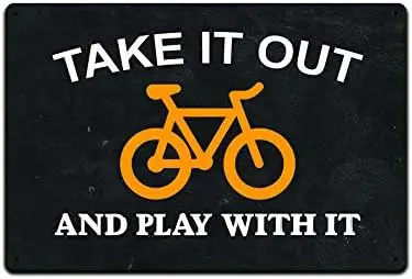 JP's Parcels Tin Signs Bicycle Wall Decor - Metal Wall Sign 12x8 in. Take it Out and Play with It