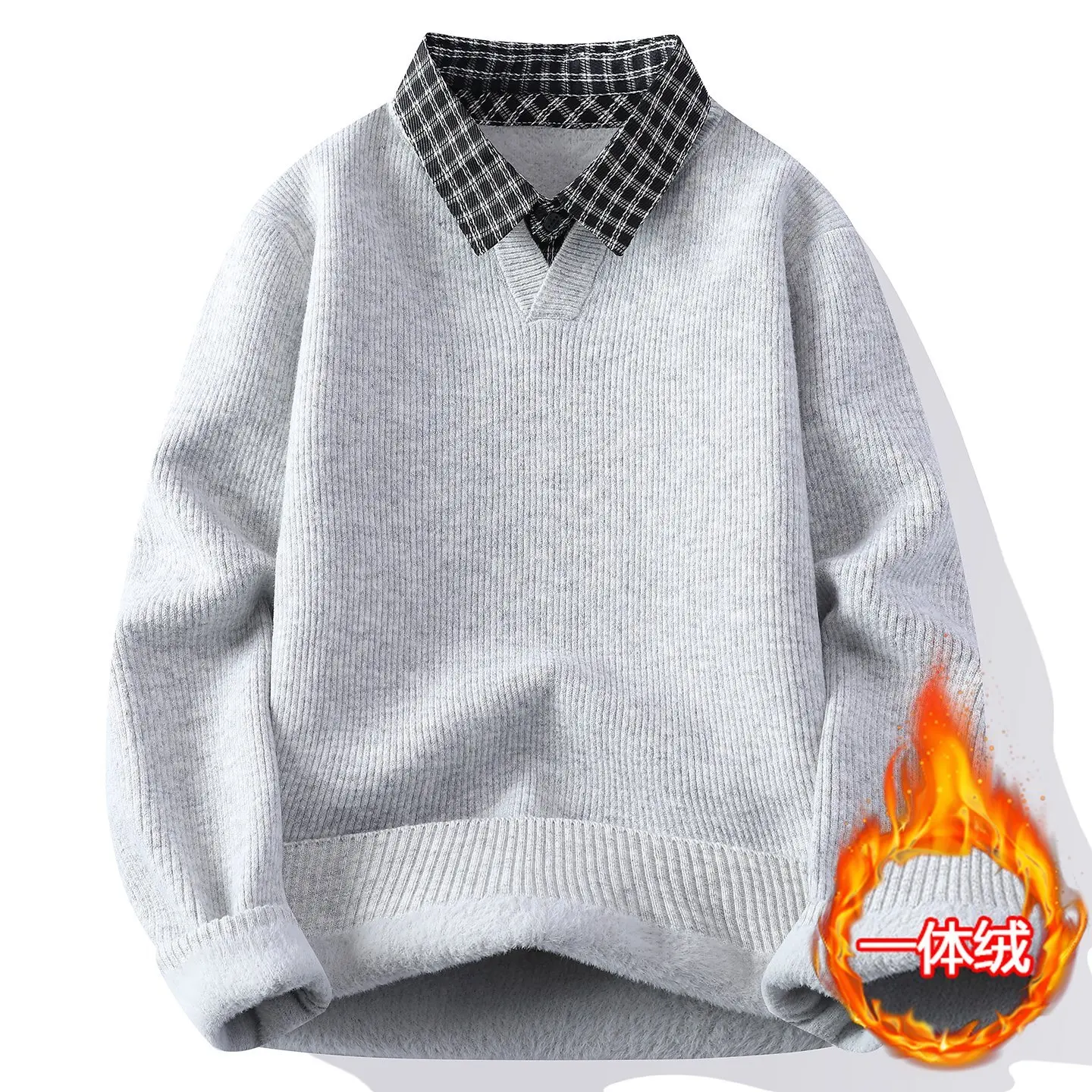 

Pull Homme, осень-зима, новые мужские повседневные свитера с длинными рукавами, модный свободный трикотажный свитер в клетку с воротником, мужской 4XL