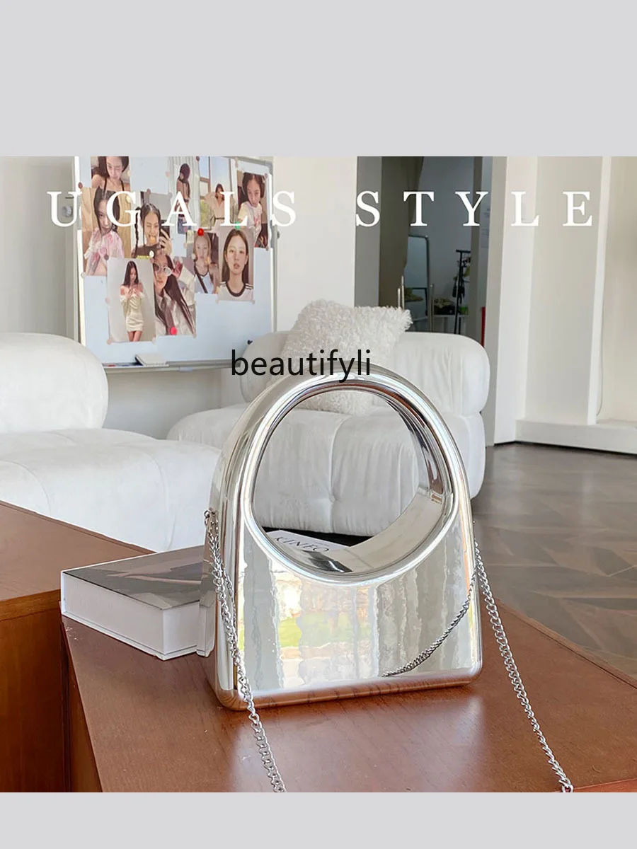 Shiny Acrylic Glossy Box Bag Banquet Simple Metal Feeling Small Square Bag Clutch Crossbody Bag