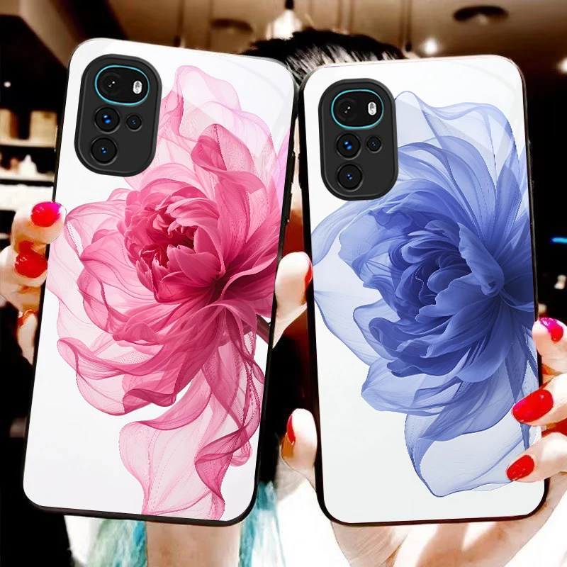 

Pink Cute Rose Blossoms For Motorola Moto G 14 22 24 34 35 45 54 55 75 84 85 Edge X 30 40 Neo 50 Ultra Pro Play glass phone case