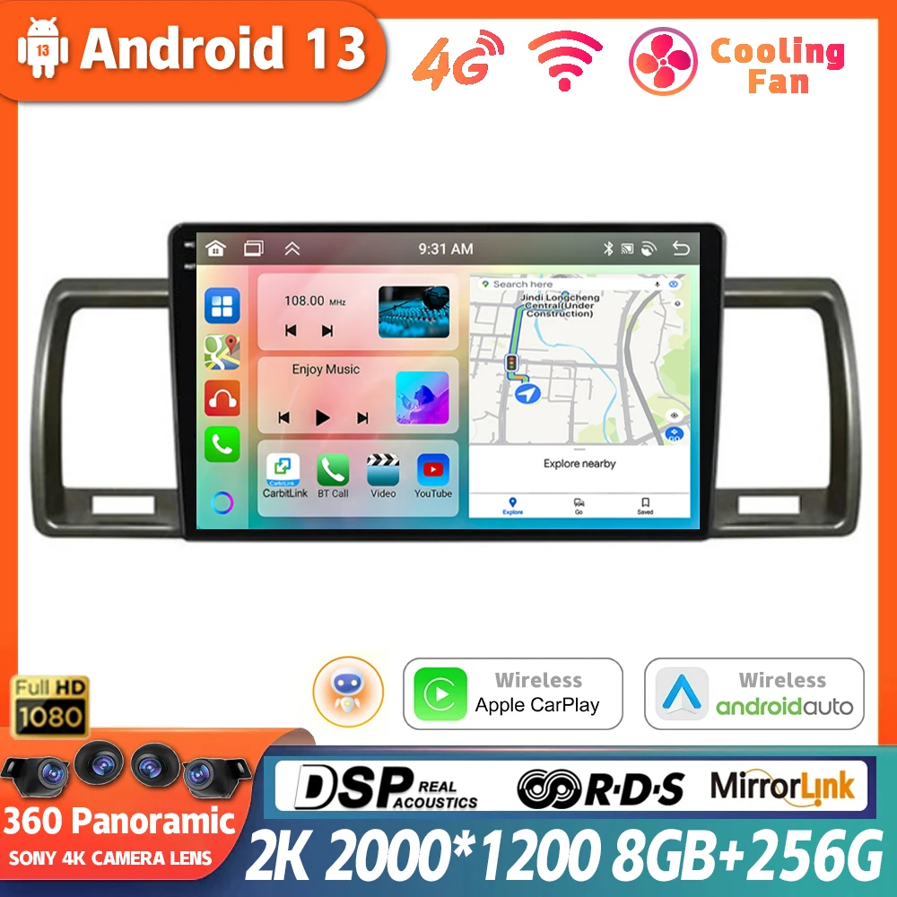 

10" QLED Screen Car Stereo For Toyota Hiace 2004 - 2019 Video Audio Player Bluetooth Wireless Carplay Autoradio GPS Navigation