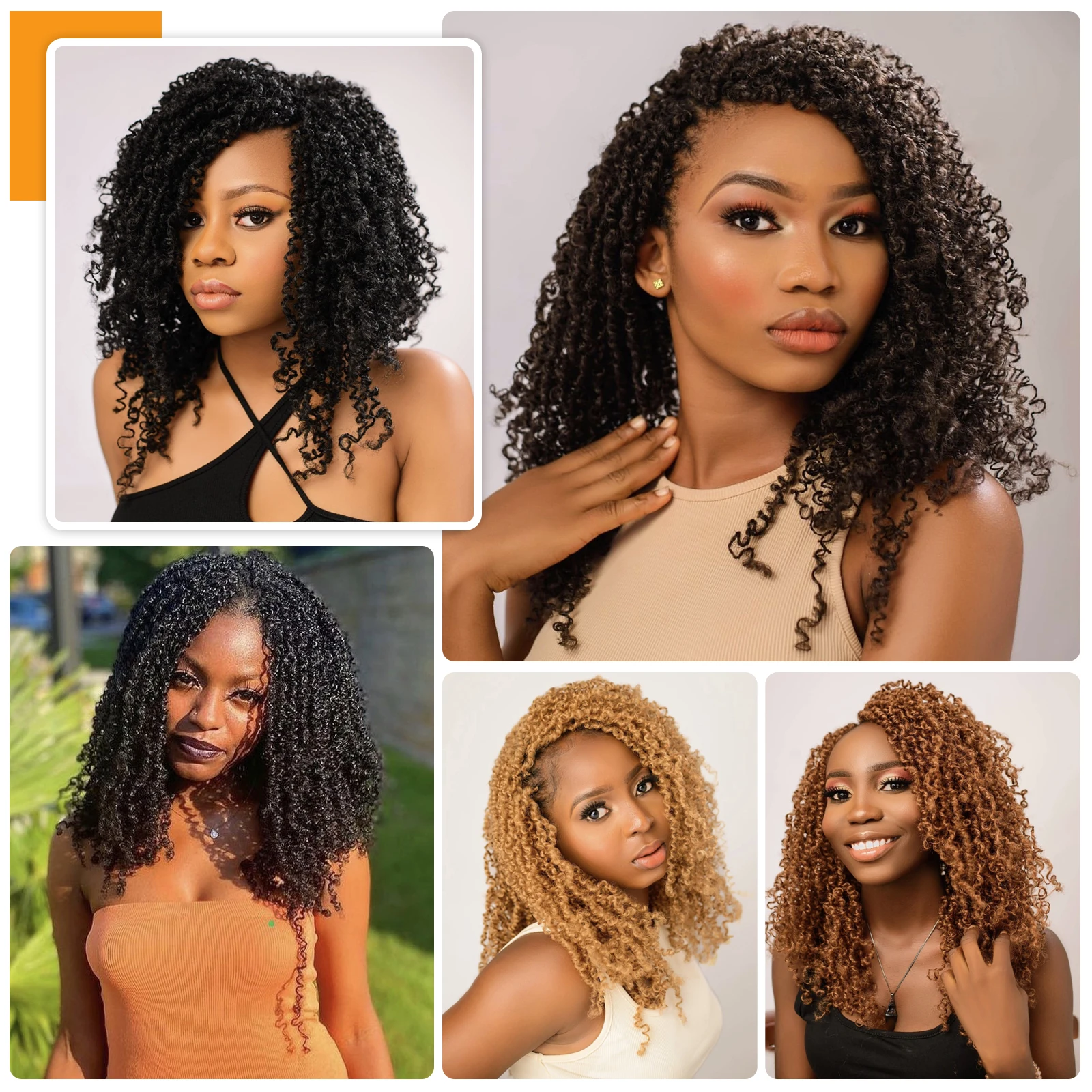 Yanky Twist Crochet Hair Fluffy Spring Mini Twist Passion Twist Ombre Brown Pre-Looped Crochet Braids Braiding Hair image 6