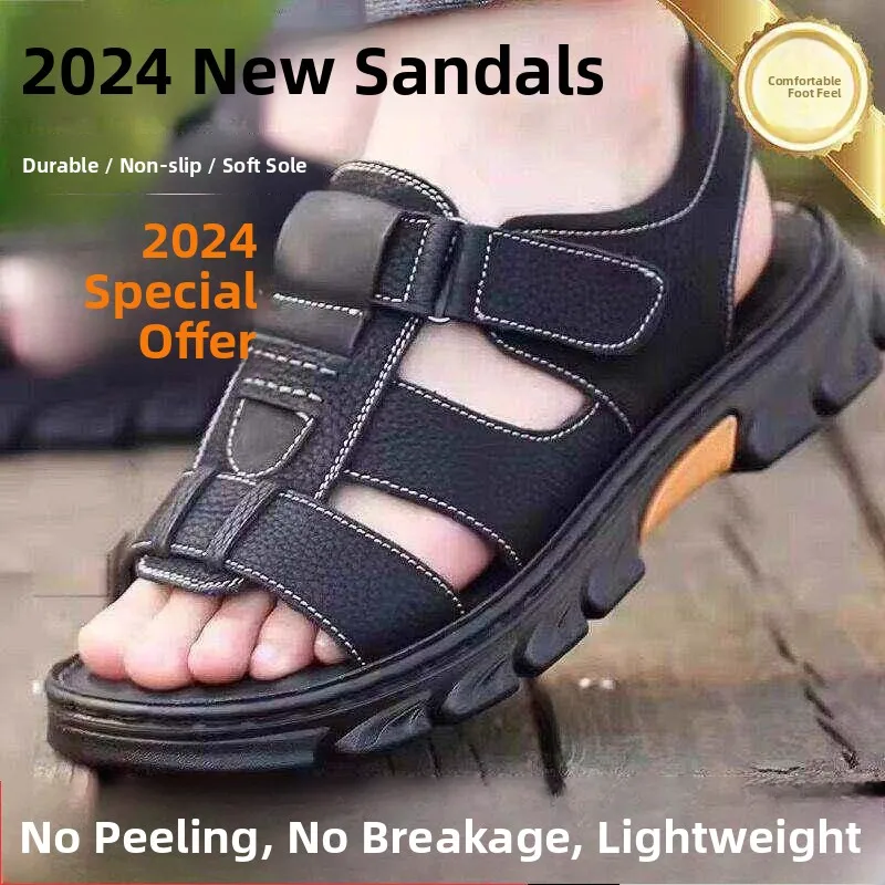 Men's Sandals 2025 New Summer Driving Thick Bottom Wear-Resistant Anti-Slip Waterproof Sports Beach Shoes Water-Ready Slip-On