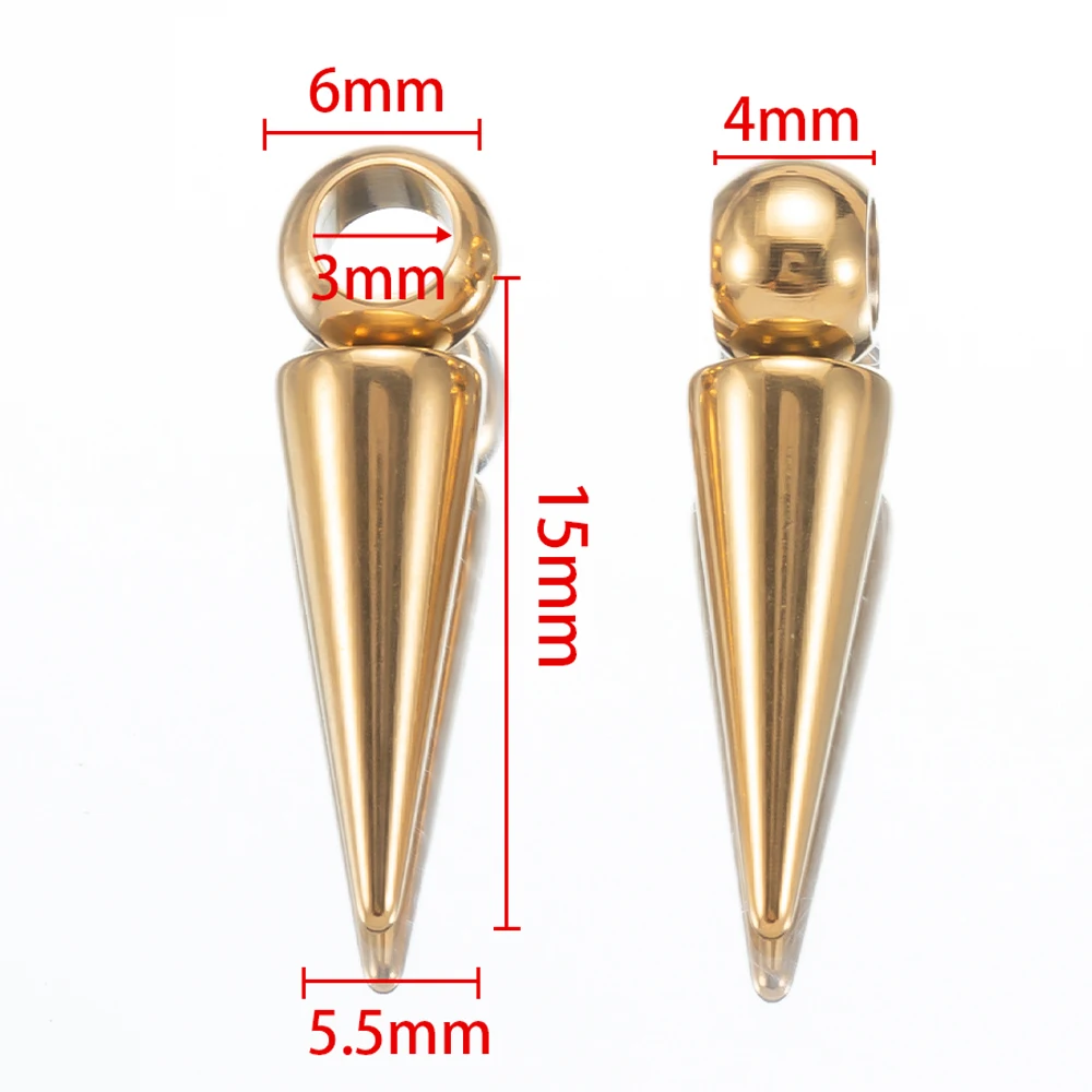 10PCS Stainless Steel Cone Charms Pendants Retro Spike Beads Charms Pendants for Women Man Hoop Earring Jewelry Making Supplies image 3