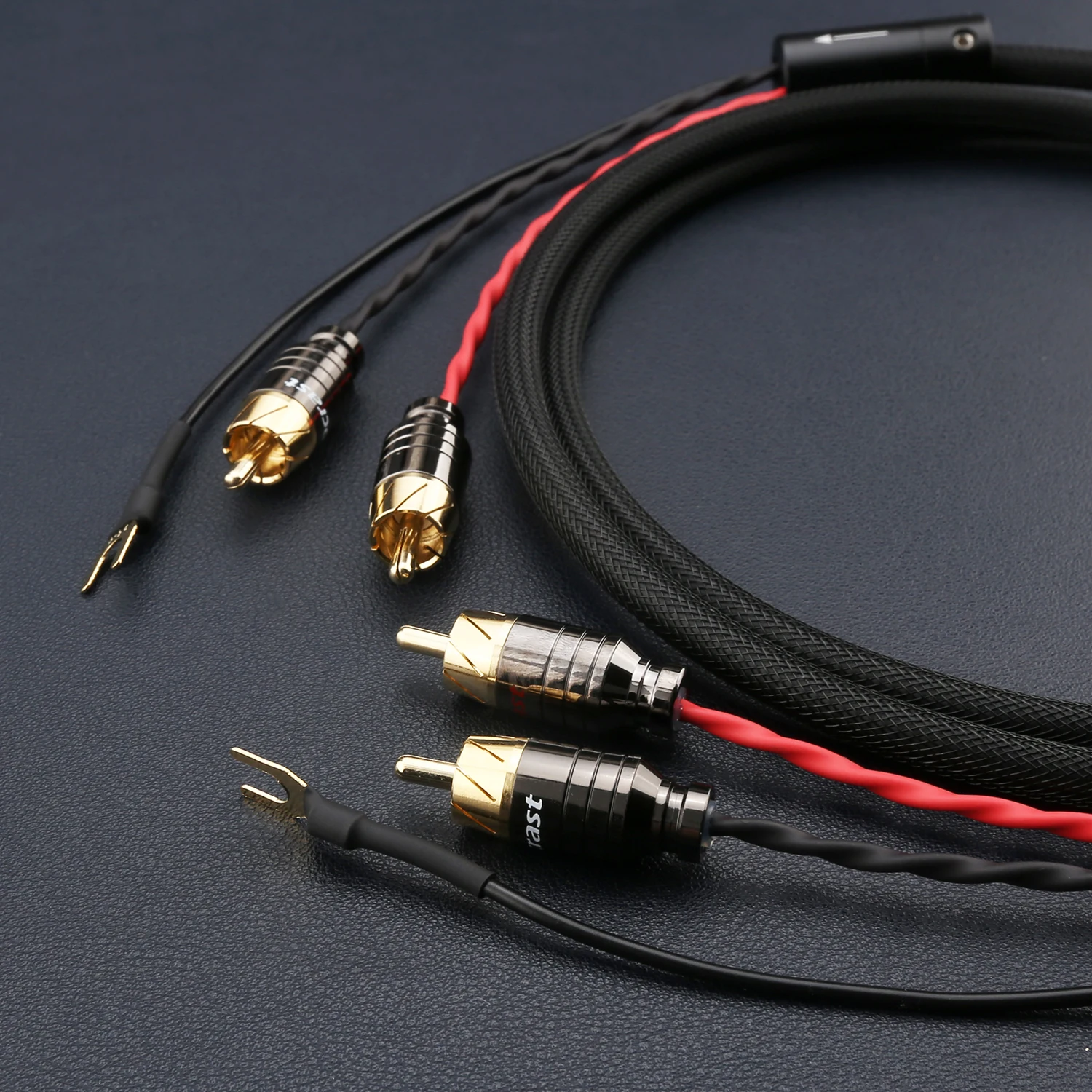 Audiocrast Turntable Phono RCA Cable Ground Wire Stereo RCA Male Pair Shielded LP Vinyl Record Player Amplifier Gold Plated