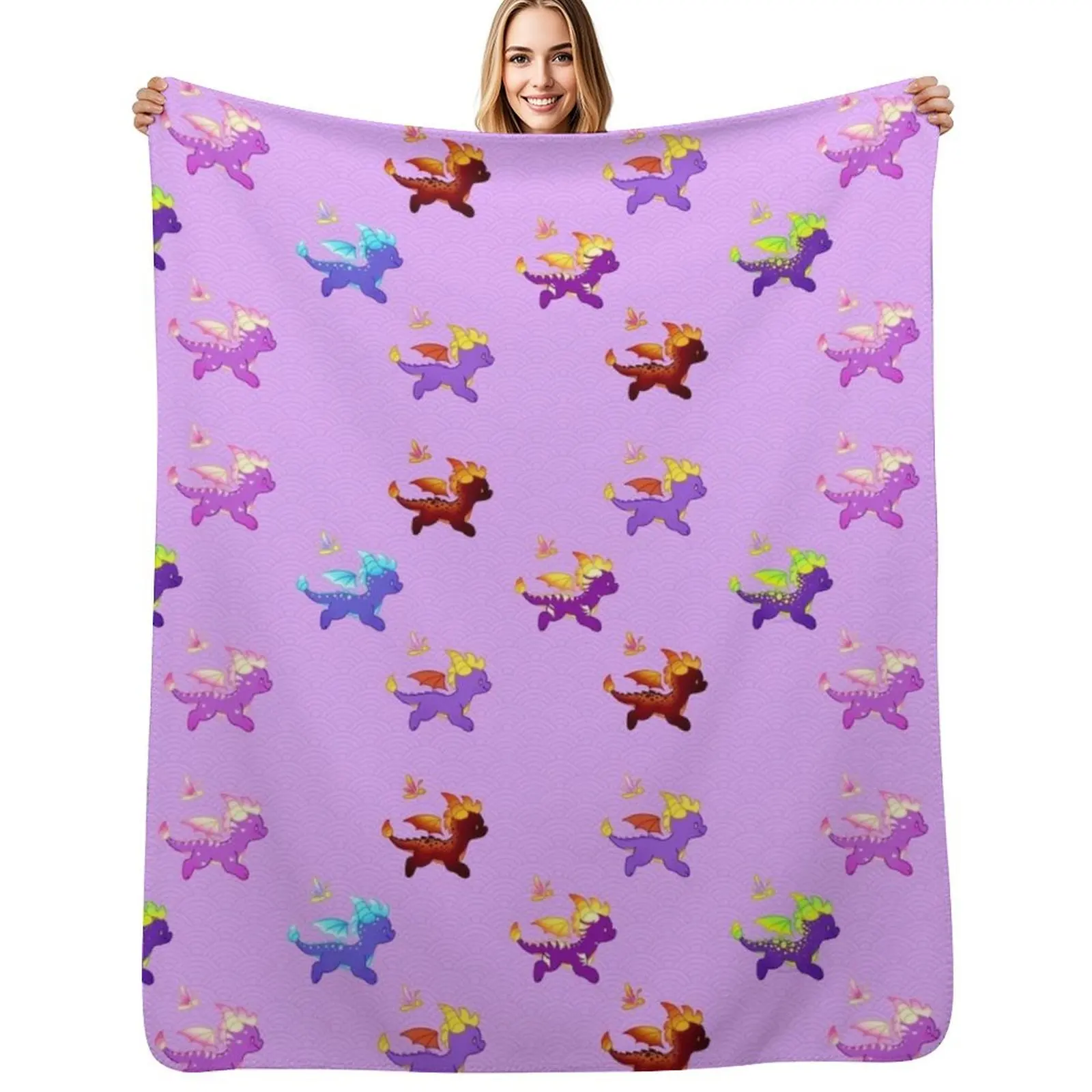 

Spyro Pattern Throw Blanket Sofas Winter beds Flannel Fabric Weighted Blankets