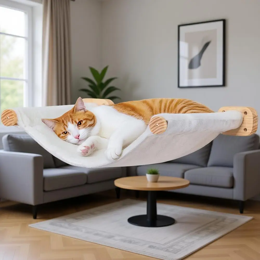 

Двусторонняя настенная лежанка для кошек из холста и плюша для всех сезонов, настенная полка для крупных кошек, современные перчы для отдыха
