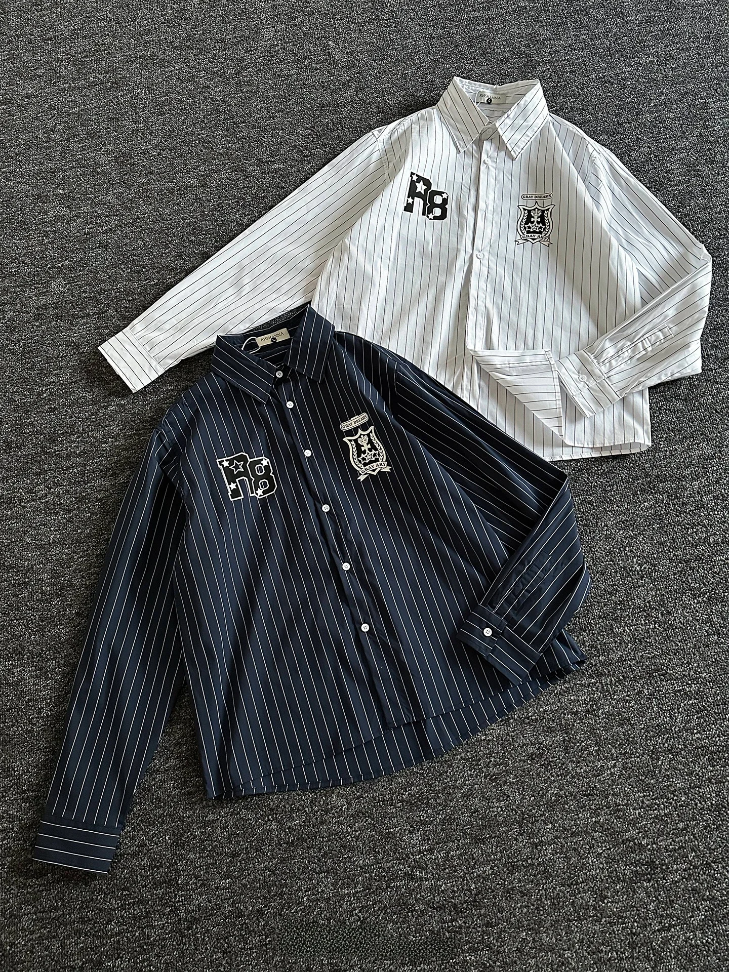 

Rise Brand Spring Long Sve Striped Casual Loose Men's irt Trendy Top Breathable Sun Protection Cotton Polyester Blend