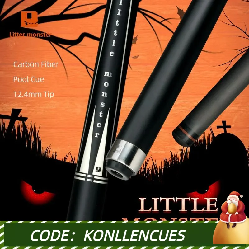 

Little Monster-Carbon Cue Stick, 12.4mm Tip, 147cm Length, Carbon Fiber Shaft, 1/2 Split, Uniloc Joint Technology