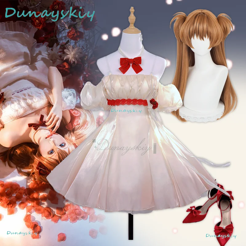 

Asuka Langley Soryu Cosplay Costume Whisper Of Flower Full Set Sweet Dress Women Princess Dress Halloween Party Carnival