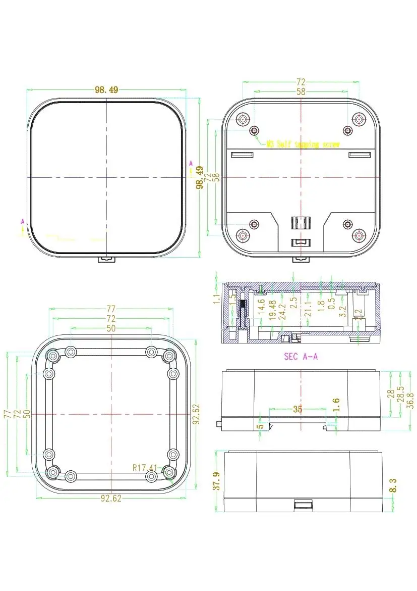 Square size BMD60038 Rail Type IoT Internet of Things Device Shell Plastic Junction Box