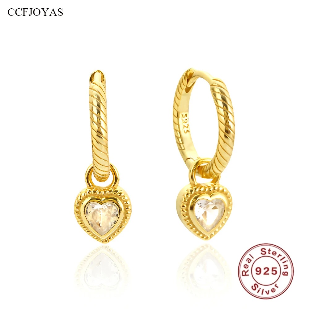 

CCFJOYAS 925 Sterling Silver Heart-shaped Drop Earrings Detachable multi-wear Earrings 18K Gold Plated love Earrings Jewelry